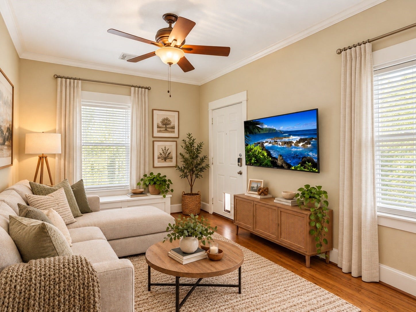 837 E 27th Street, Houston, TX 77009 Experience modern comfort in this beautifully virtually staged garage apartment living room.