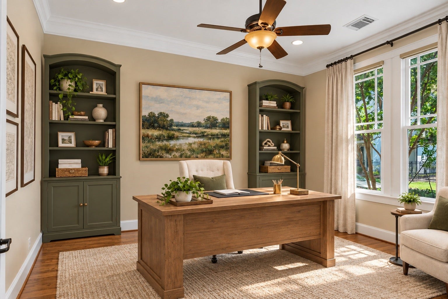 837 E 27th Street, Houston, TX 77009 A beauitiful sunlit home office. This photo has been virtually staged using AI.
