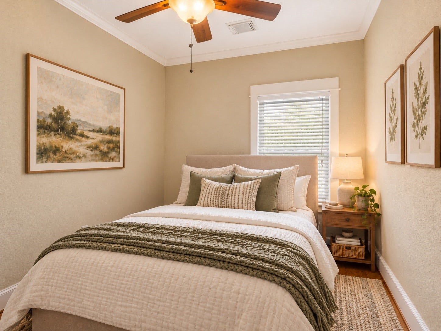837 E 27th Street, Houston, TX 77009 Charming and cozy, this AI-virtually staged garage apartment bedroom offers a serene retreat.