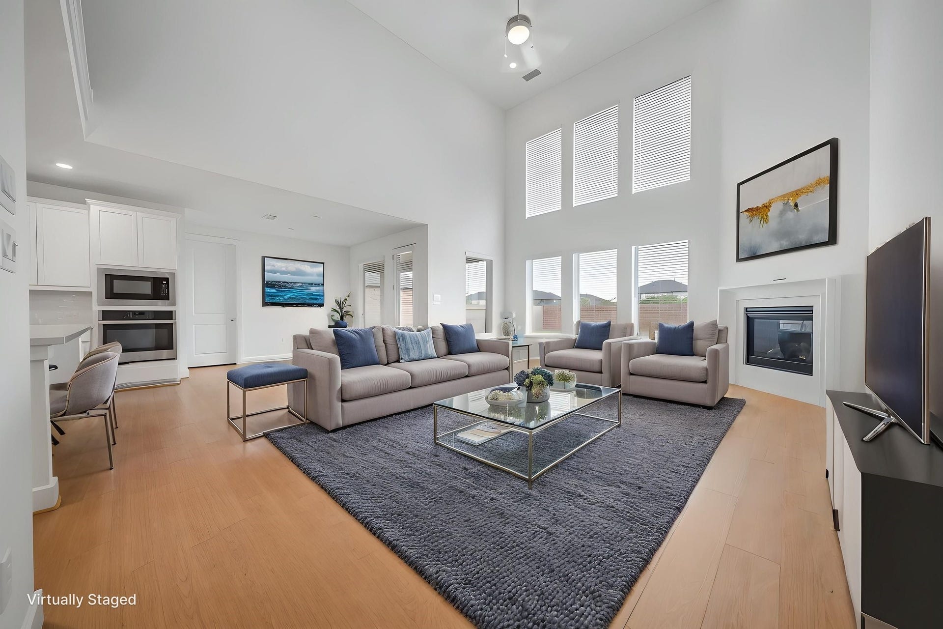 2116 Lila Sky Lane, Friendswood, TX 77546 Spacious Executive Living Room with Soaring Ceiling and Natural Light. Perfect for Entertaining.