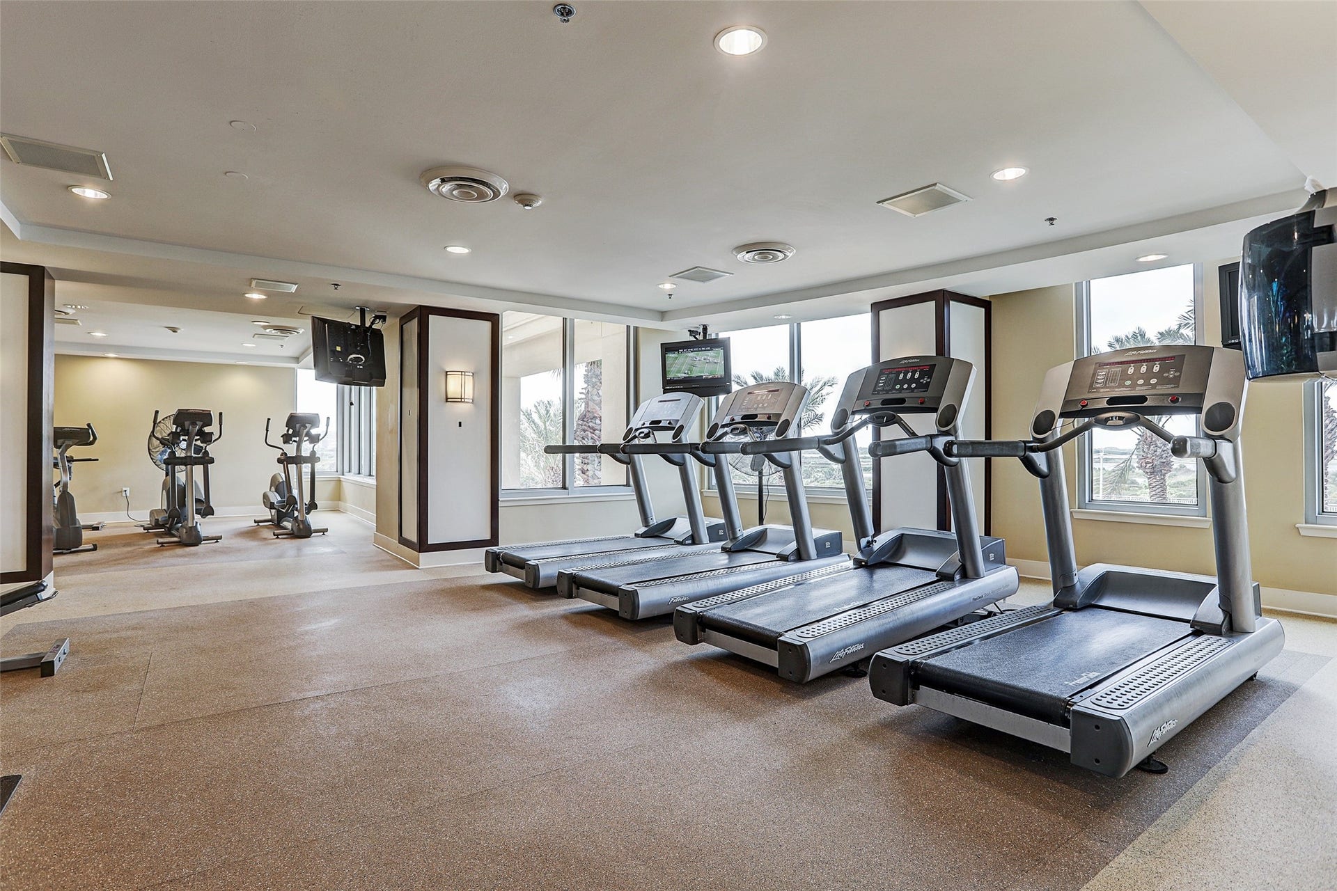 801 E Beach Drive, #BC2808, Galveston, TX 77550 Stay active without leaving home in the well-equipped fitness center, where cardio workouts come with energizing views and everyday convenience