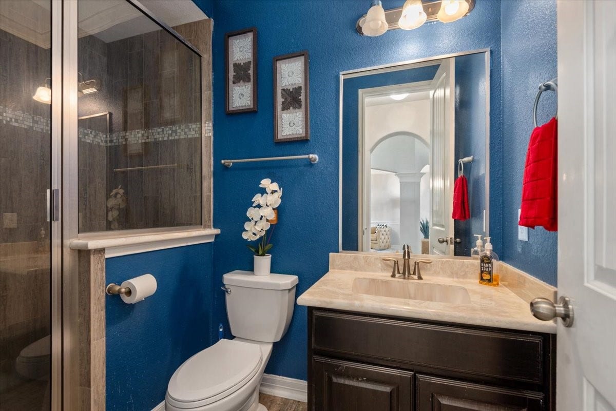32019 Casa Linda Drive, Hockley, TX 77447 1st floor guest bathroom with walk-in shower.
