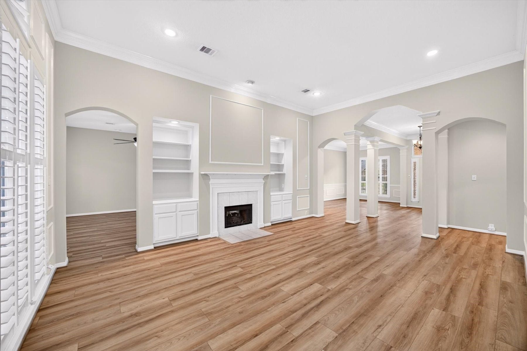 22114 Haden Park Drive, Katy, TX 77450 Double sided gas log fireplace.