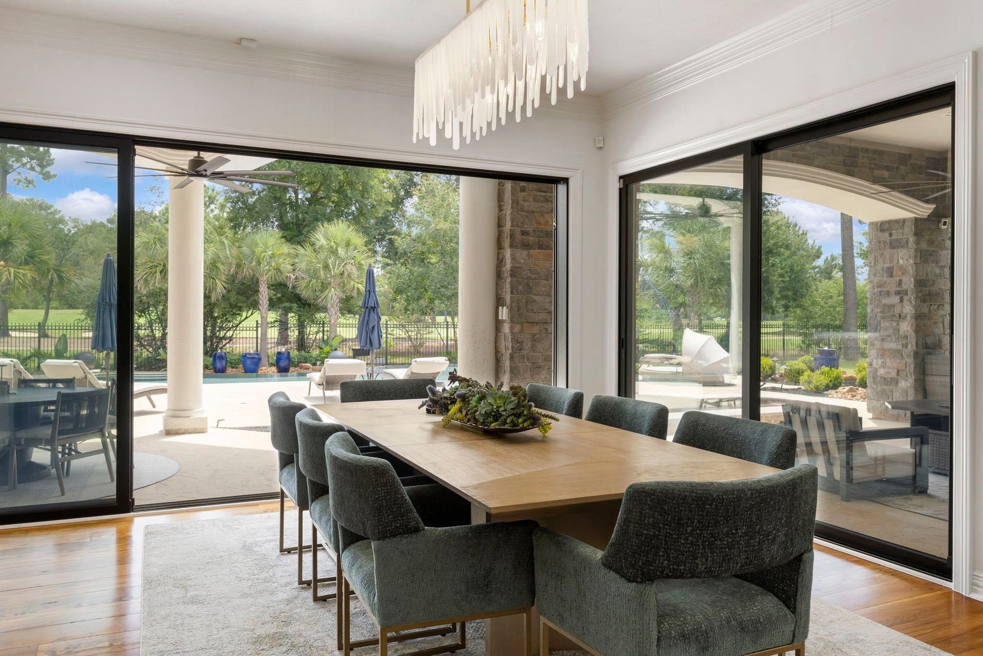 Whole-home automation and audio/video system with Josh AI voice control, distributed audio, commercial grade whole home WiFi, integrated lighting control, state of the art media room and monitored security.