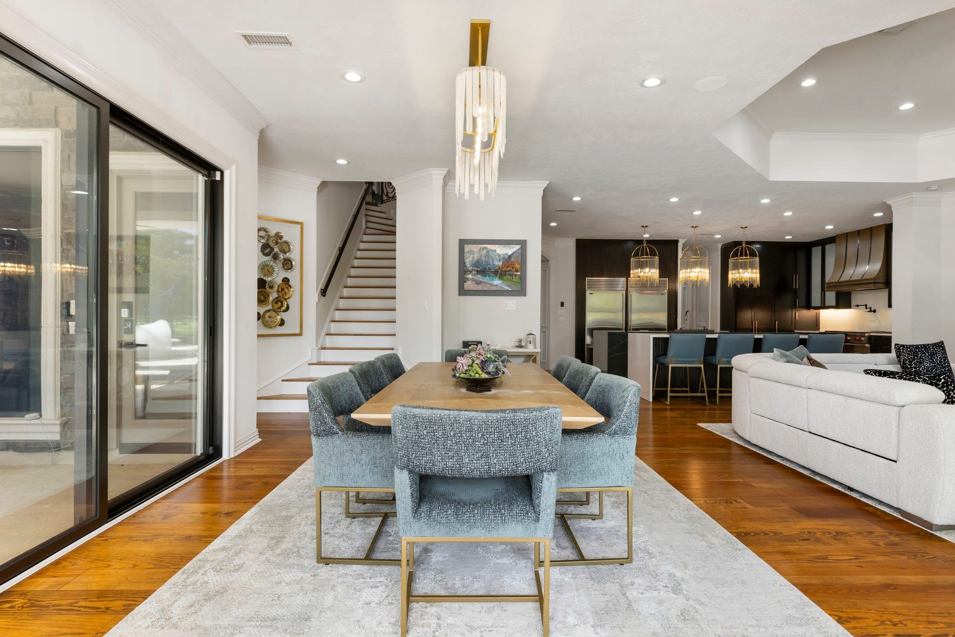 The kitchen flows easily into both the breakfast area and family room.