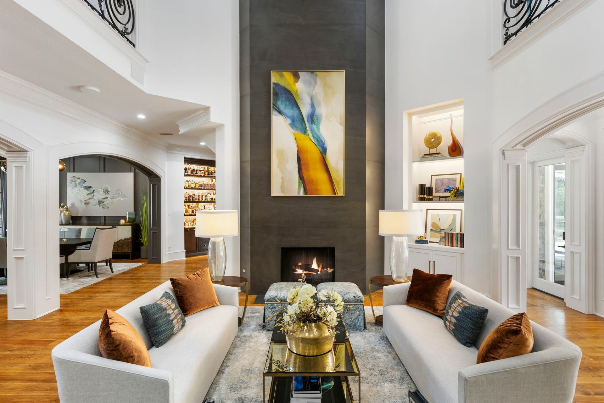 This view of the formal living showcases the open concept formal entertaining.