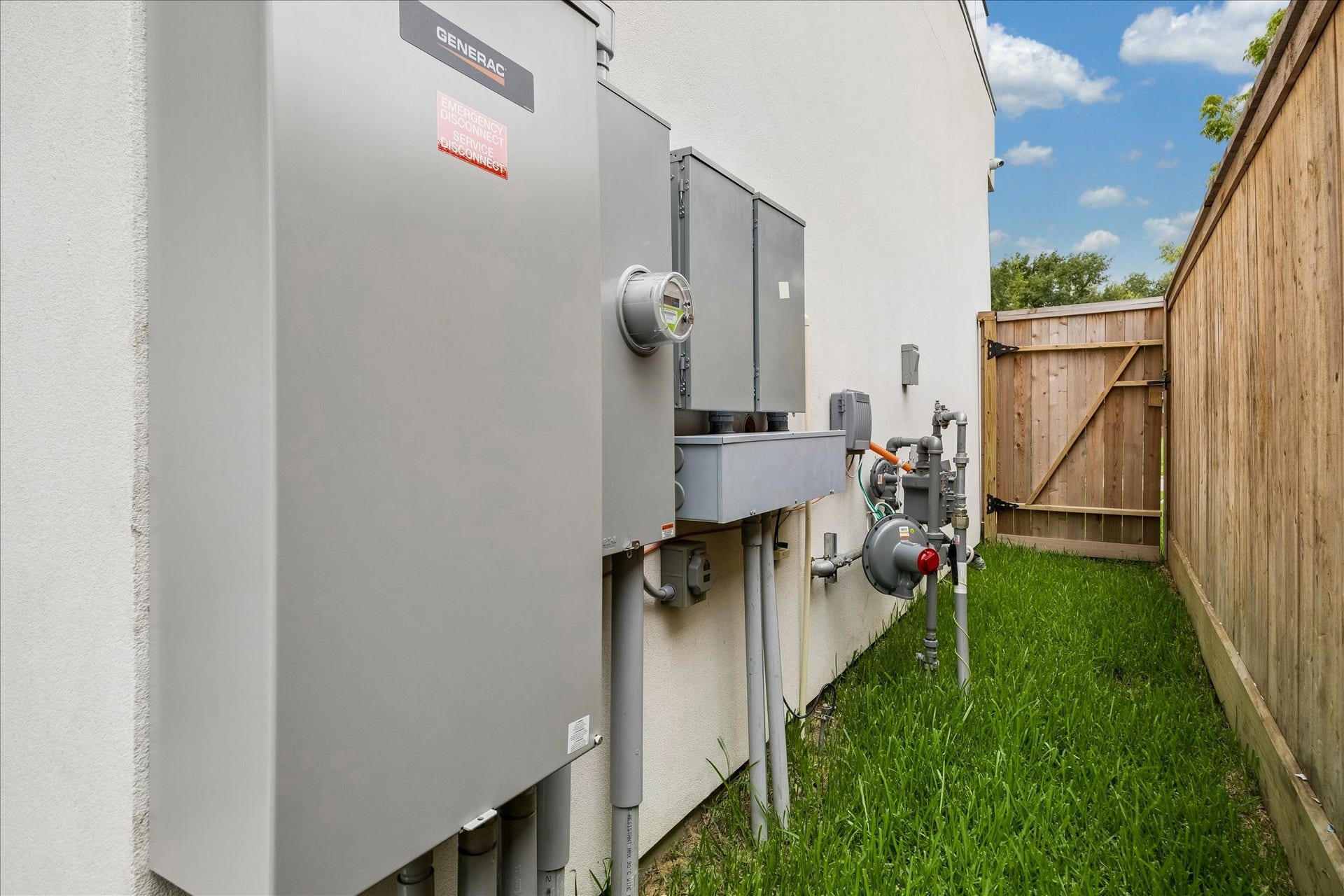 Oversized gas meter and 400-amp electrical panel to power the generator