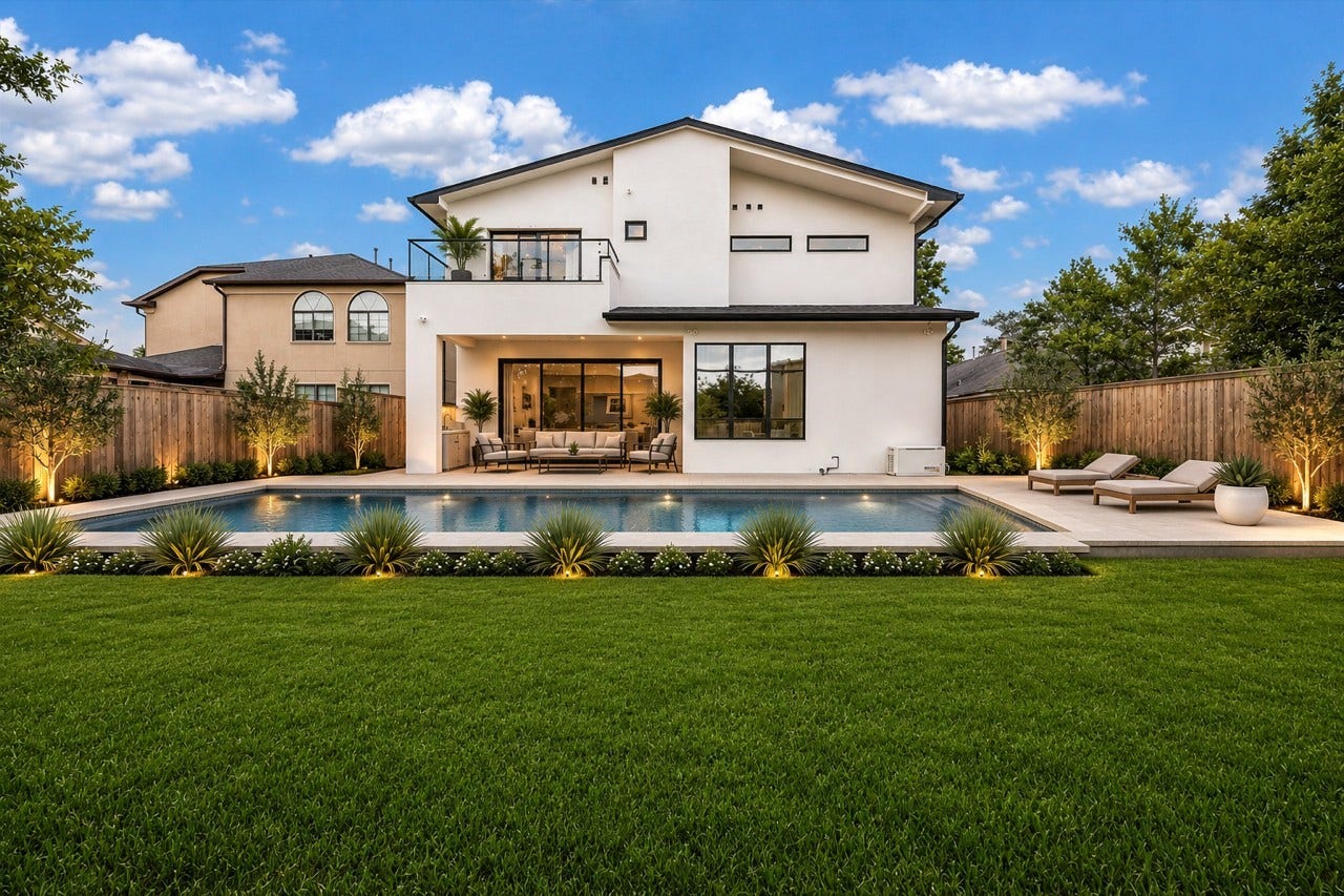 There is so much you could do with this back yard! *Pool is a virtual rendering