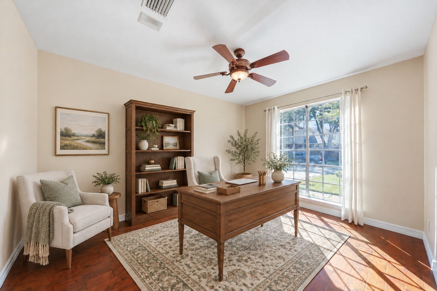 22510 Westenfield Lane, Katy, TX 77450 Virtually Staged: The front room is styled as a welcoming home office, with natural light and the flexibility to create a space that suits your needs.