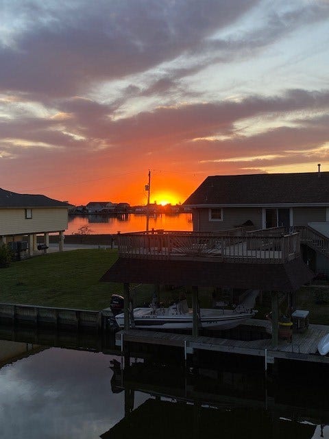 3 N White Heron Drive, La Marque, TX 77568 Sunset on the bayou.