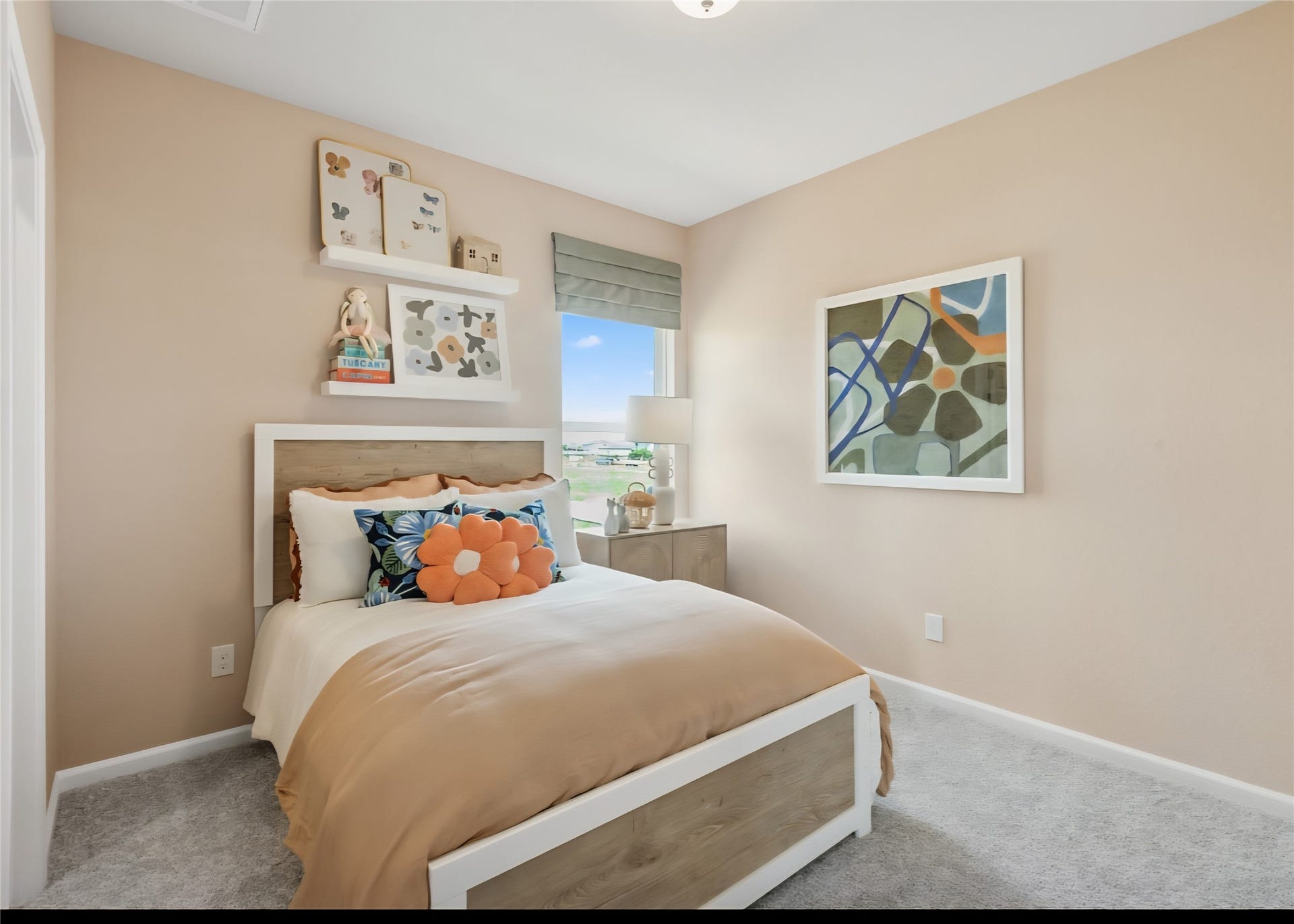 This image of the secondary bedroom is staged to be used for illustration purposes only.