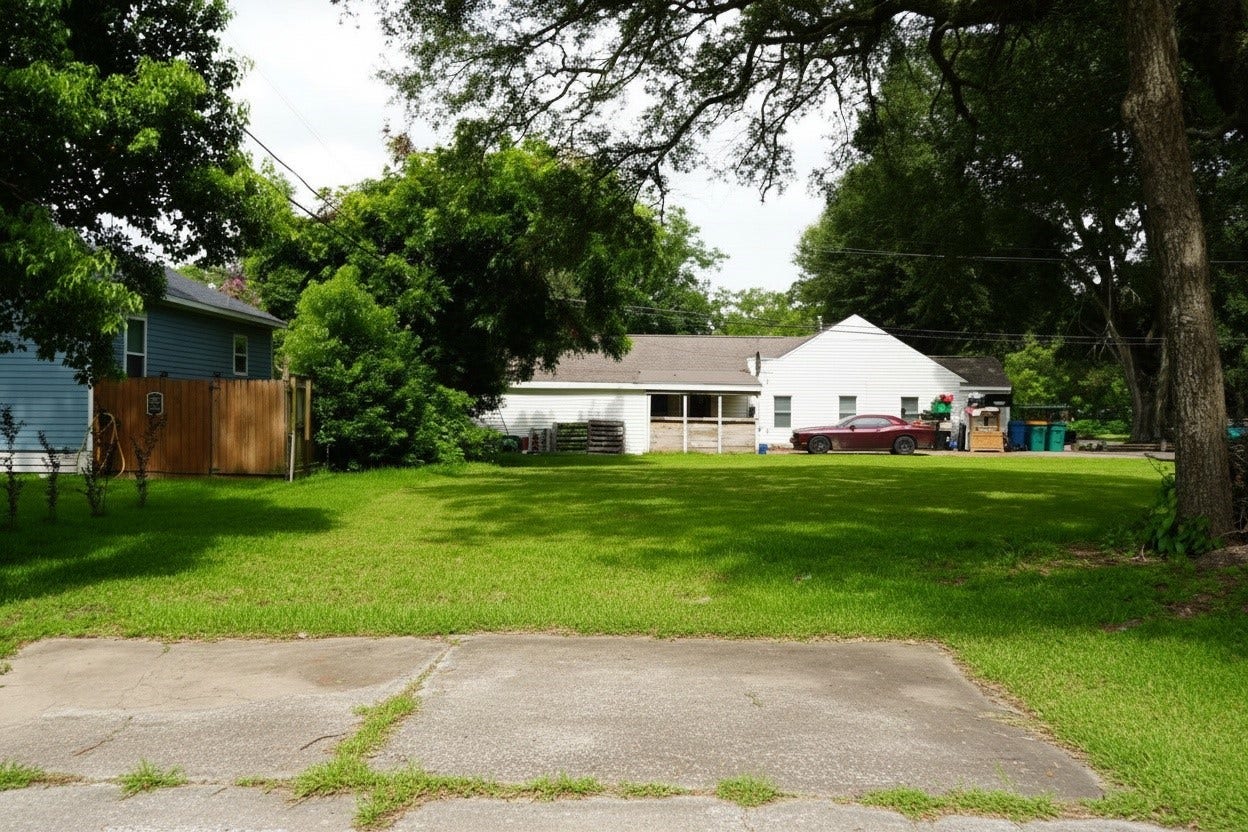 2606 N Houston Drive, La Marque, TX 77568 View of this spacious lot looking from Bowie St. Photo has been digitally enhanced.
