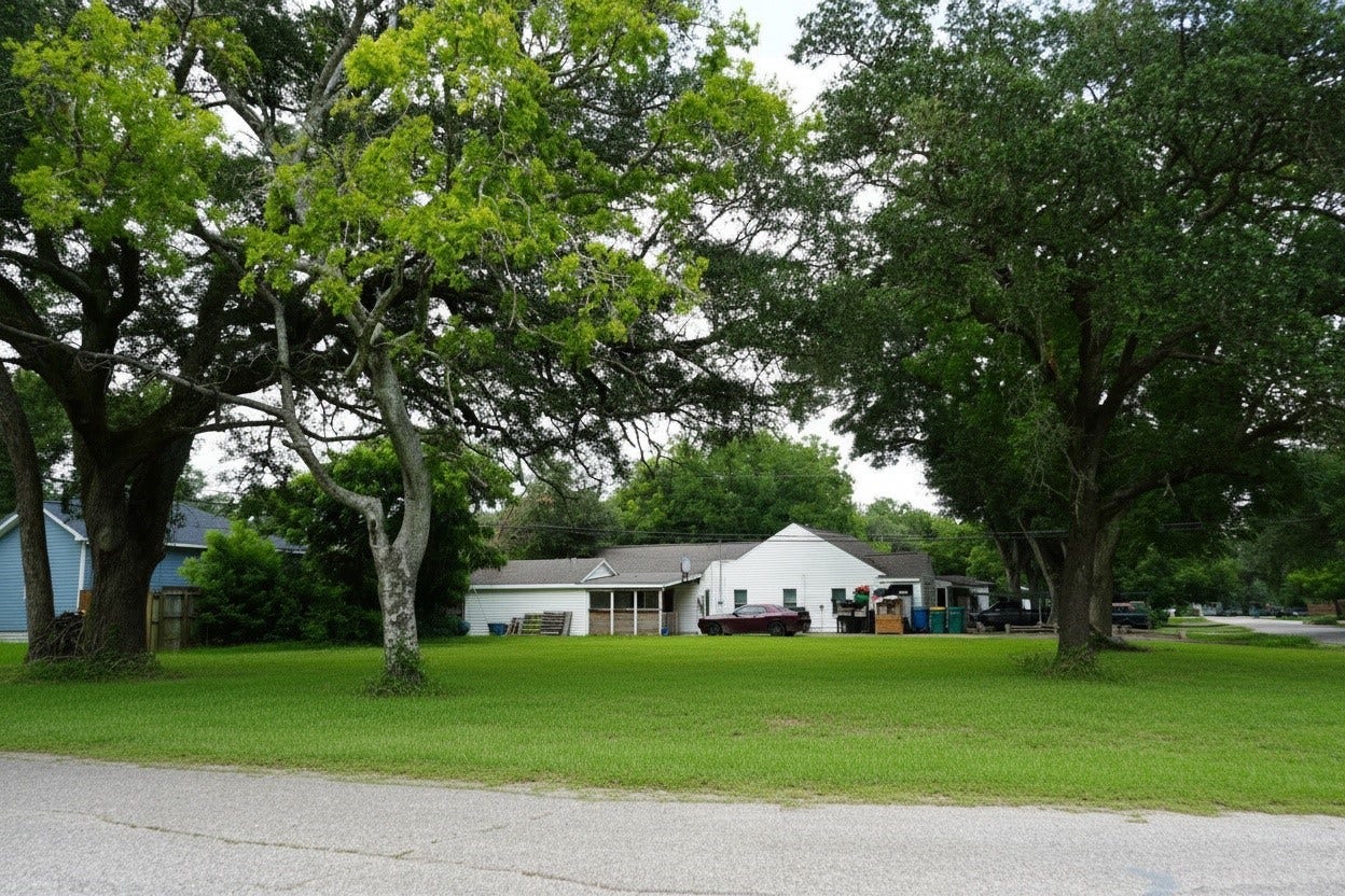 2606 N Houston Drive, La Marque, TX 77568 View of this spacious lot looking from Bowie St. Photo has been digitally enhanced.
