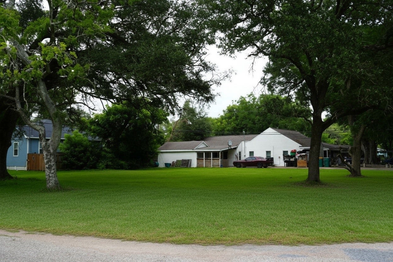 2606 N Houston Drive, La Marque, TX 77568 View of this spacious lot looking from Bowie St. Photo has been digitally enhanced.