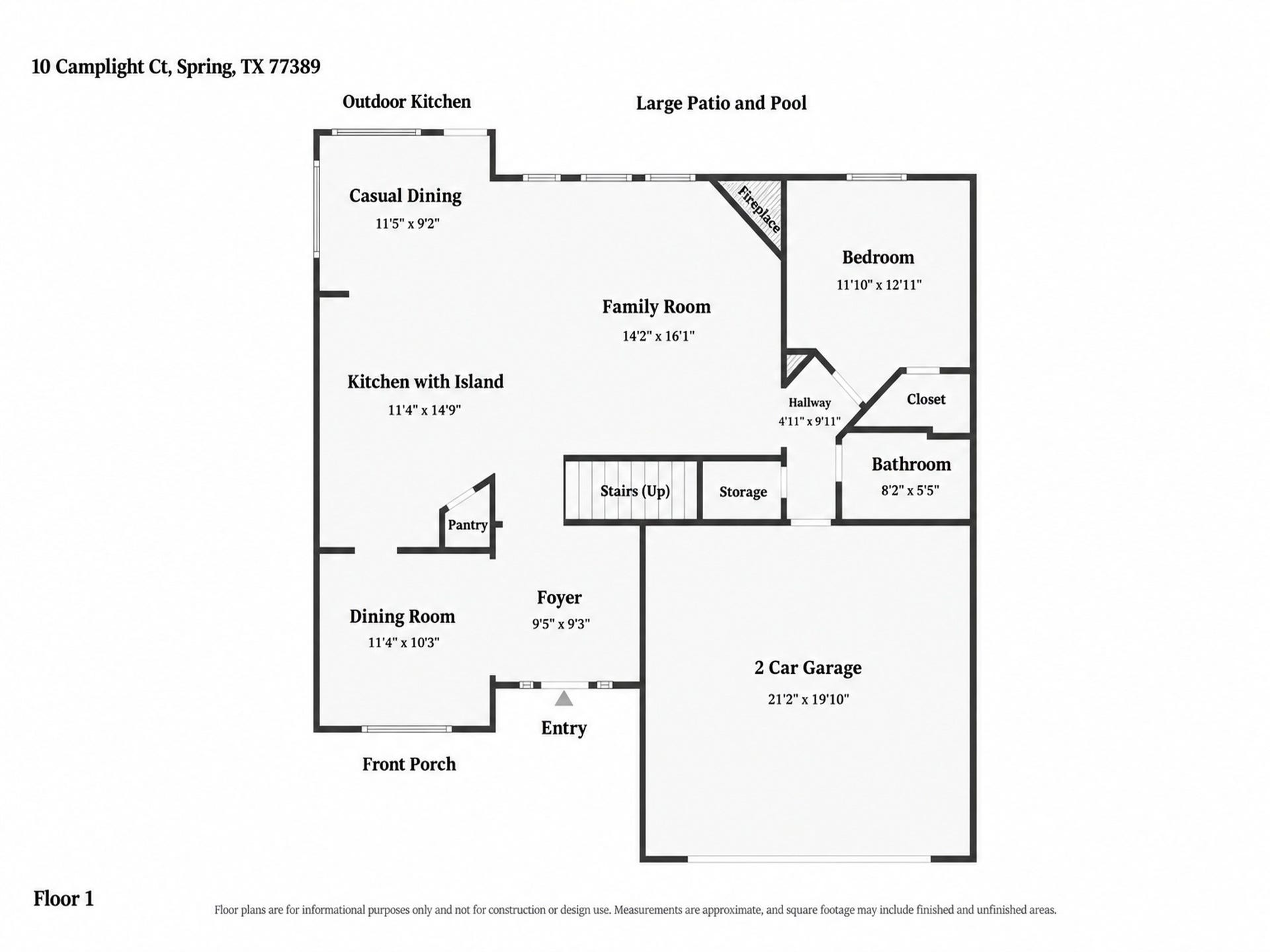 10 Camplight Court, Spring, TX 77389 1st Floor Floorplan