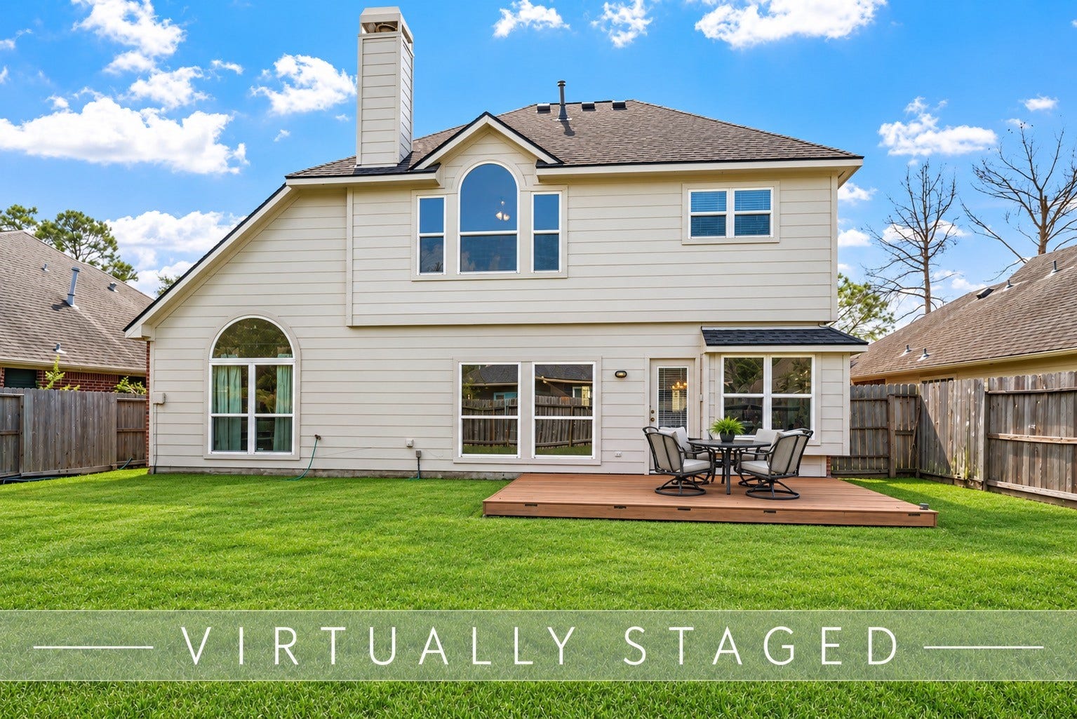 3607 Parkshire Drive, Pearland, TX 77584 Virtually staged with grass in growth space.