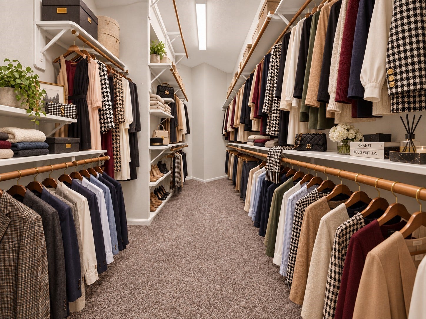 The expansive primary closet offers an impressive amount of storage with built-in shelving and multiple hanging areas to keep everything organized. Generous floor space and a thoughtful layout make this closet both functional and easy to use. **Virtually Staged**