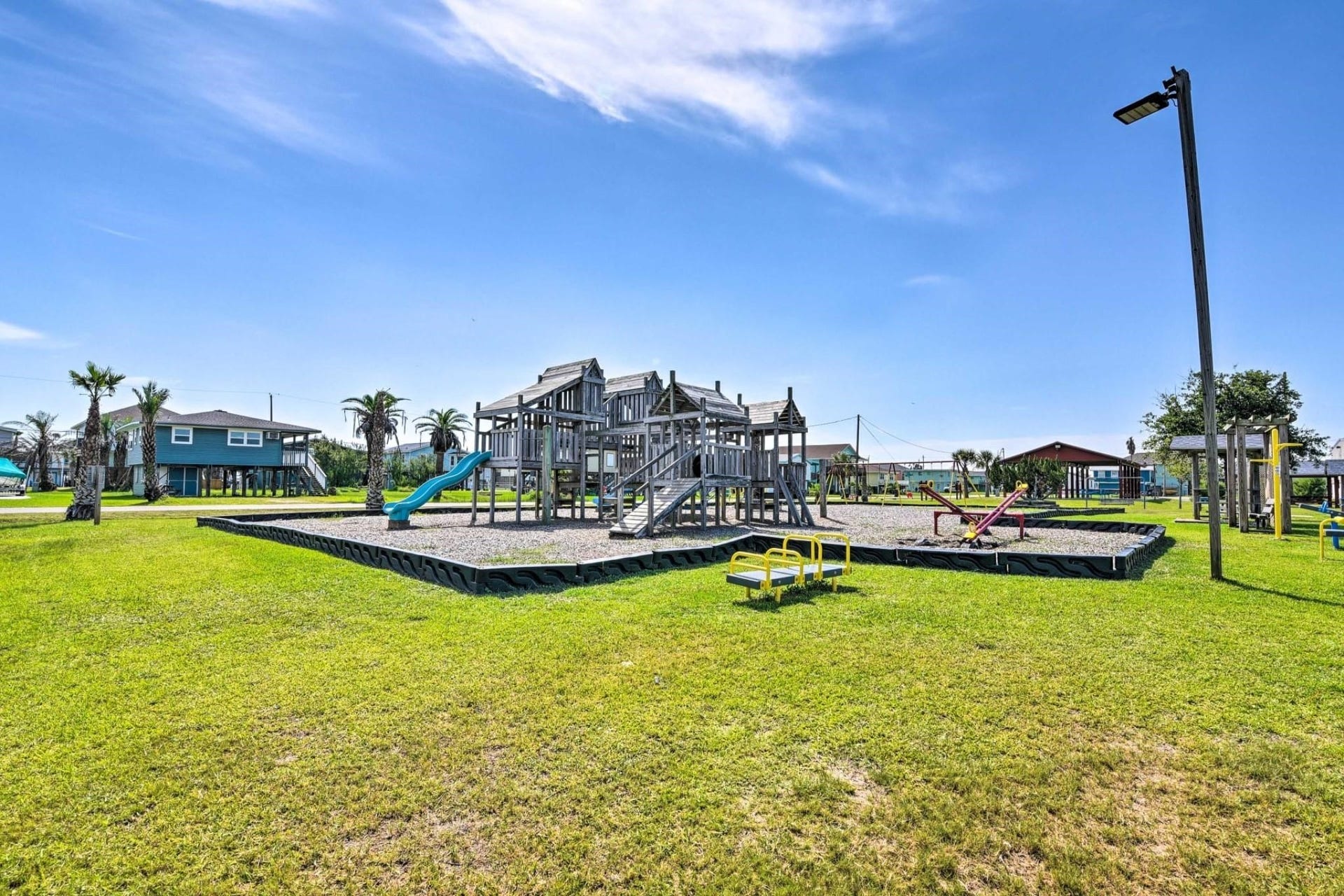21519 San Luis Pass Road, Galveston, TX 77554 Nestled in a vibrant neighborhood, this appealing playground offers a perfect spot for families to enjoy outdoor fun and create lasting memories.