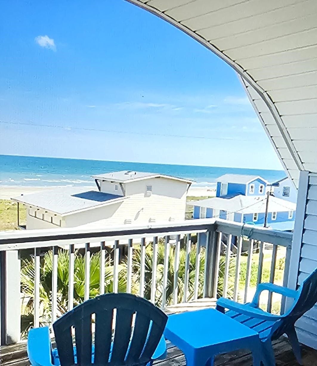 21519 San Luis Pass Road, Galveston, TX 77554 Enjoy breathtaking ocean views from the private balcony off the primary suite, offering a serene retreat for relaxation.