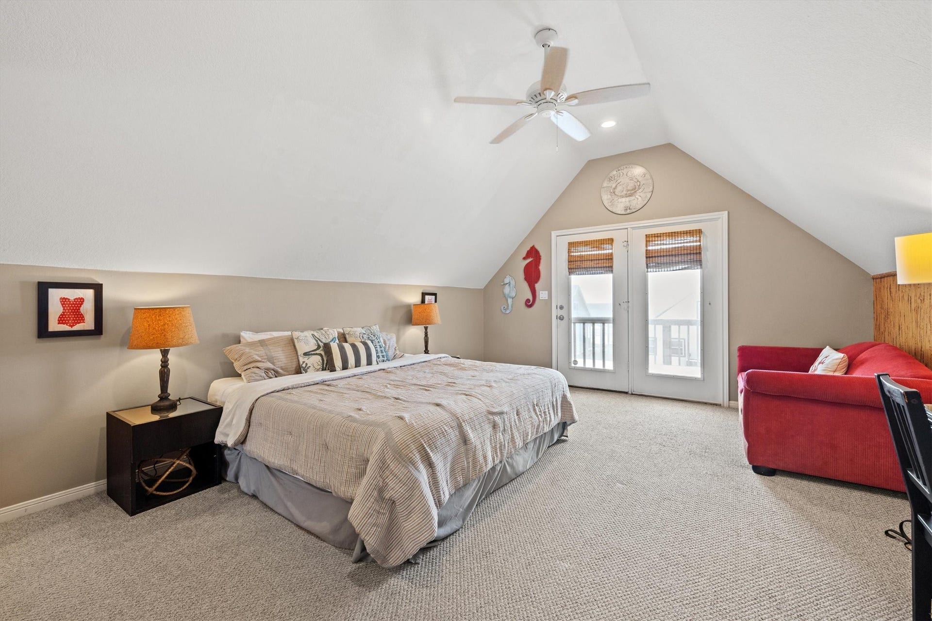 21519 San Luis Pass Road, Galveston, TX 77554 Discover the serenity of the spacious primary bedroom, complete with a door leading to your own private balcony oasis.