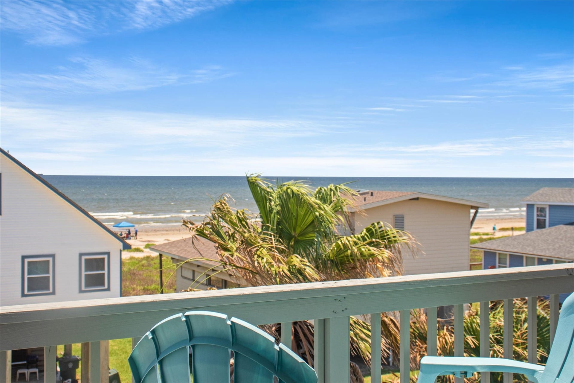 21519 San Luis Pass Road, Galveston, TX 77554 This photo showcases a stunning ocean view from the balcony, featuring ocean views and perfect for enjoying coastal living.