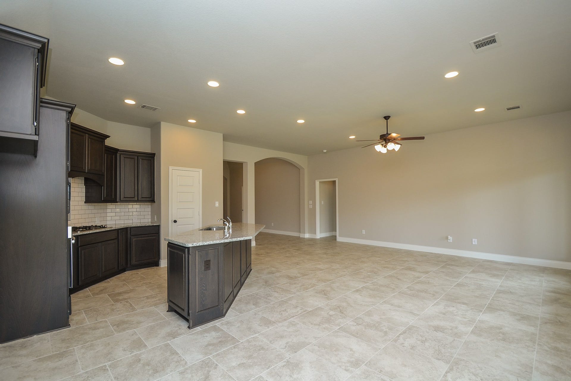 Family room and kitchen