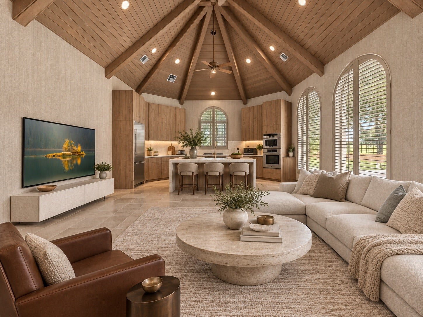 23 Beacon Hill Hill, Sugar Land, TX 77479 A striking vaulted wood ceiling, generous seating, and beautifully finished interiors define this expansive guest casita , ideal for guests, family members from out of town to relax and unwind.