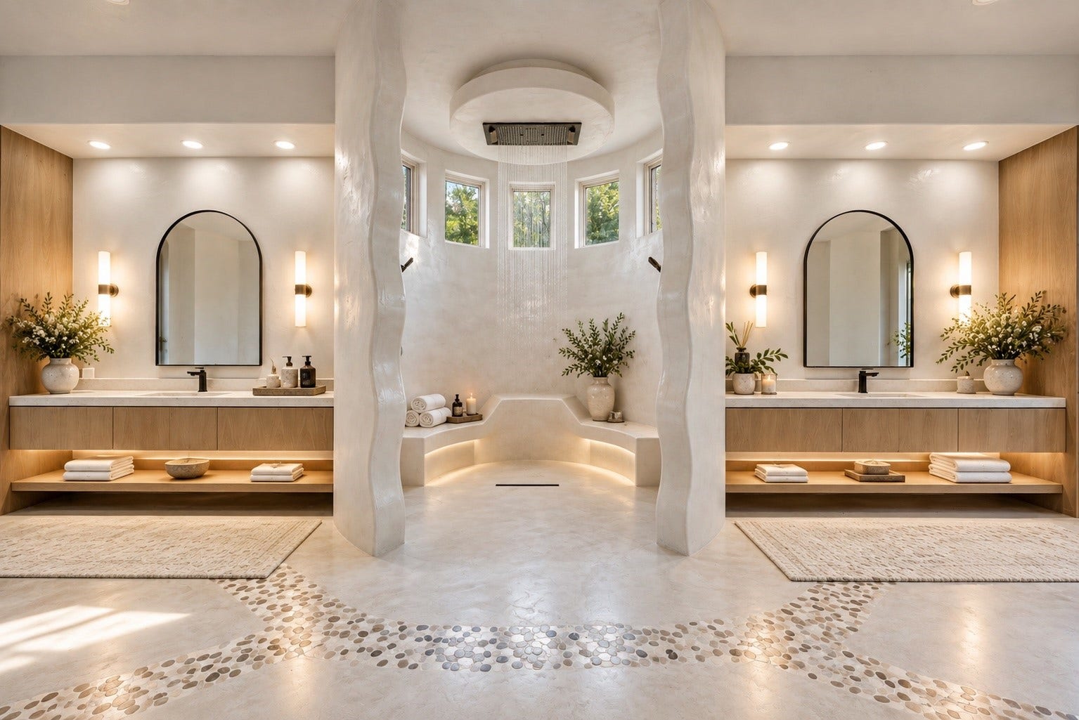 23 Beacon Hill Hill, Sugar Land, TX 77479 The spa-inspired primary bathroom offers generous proportions, dual vanities, elegant architectural detailing, and refined finishes, creating a beautiful environment for everyday rejuvenation.