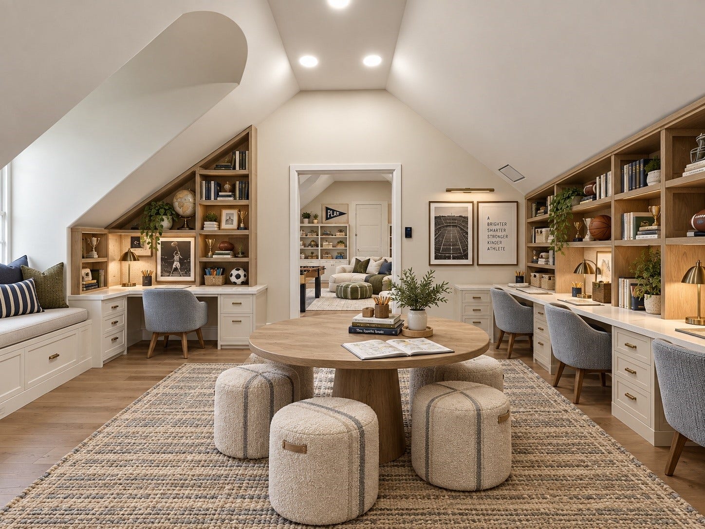 23 Beacon Hill Hill, Sugar Land, TX 77479 A bright, thoughtfully arranged flex space features built-in shelving, extensive storage, and welcoming activity areas, offering versatility for learning, creative projects, hobbies, or recreation.