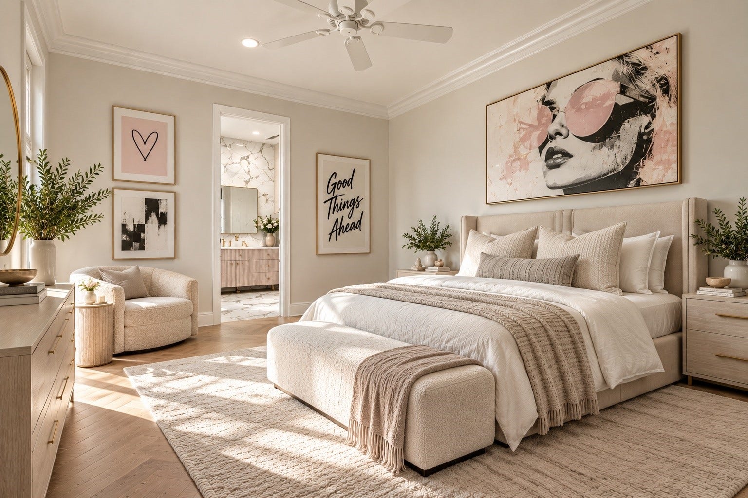 23 Beacon Hill Hill, Sugar Land, TX 77479 A light-filled bedroom features graceful proportions, sophisticated interior finishes, and an inviting atmosphere, providing another comfortable retreat within this expansive residence.