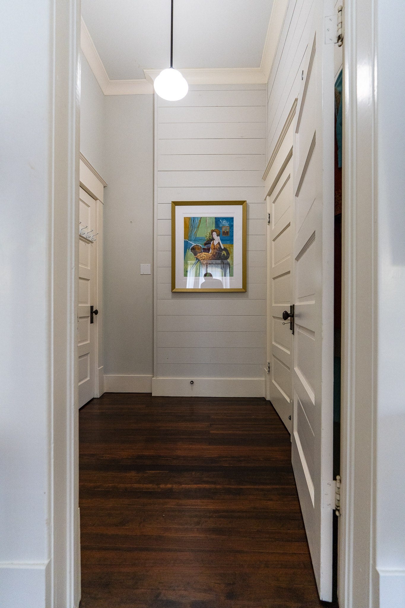 1841 Cortlandt Street, Houston, TX 77008 Charming woodwork hall way from the family room to the master bedroom and the big bathroom. There is a shoe closet and additional upper storage!