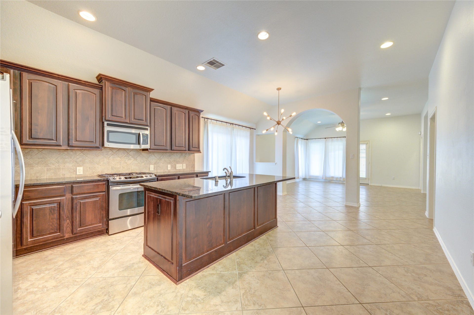 open kitchen with plenty storage