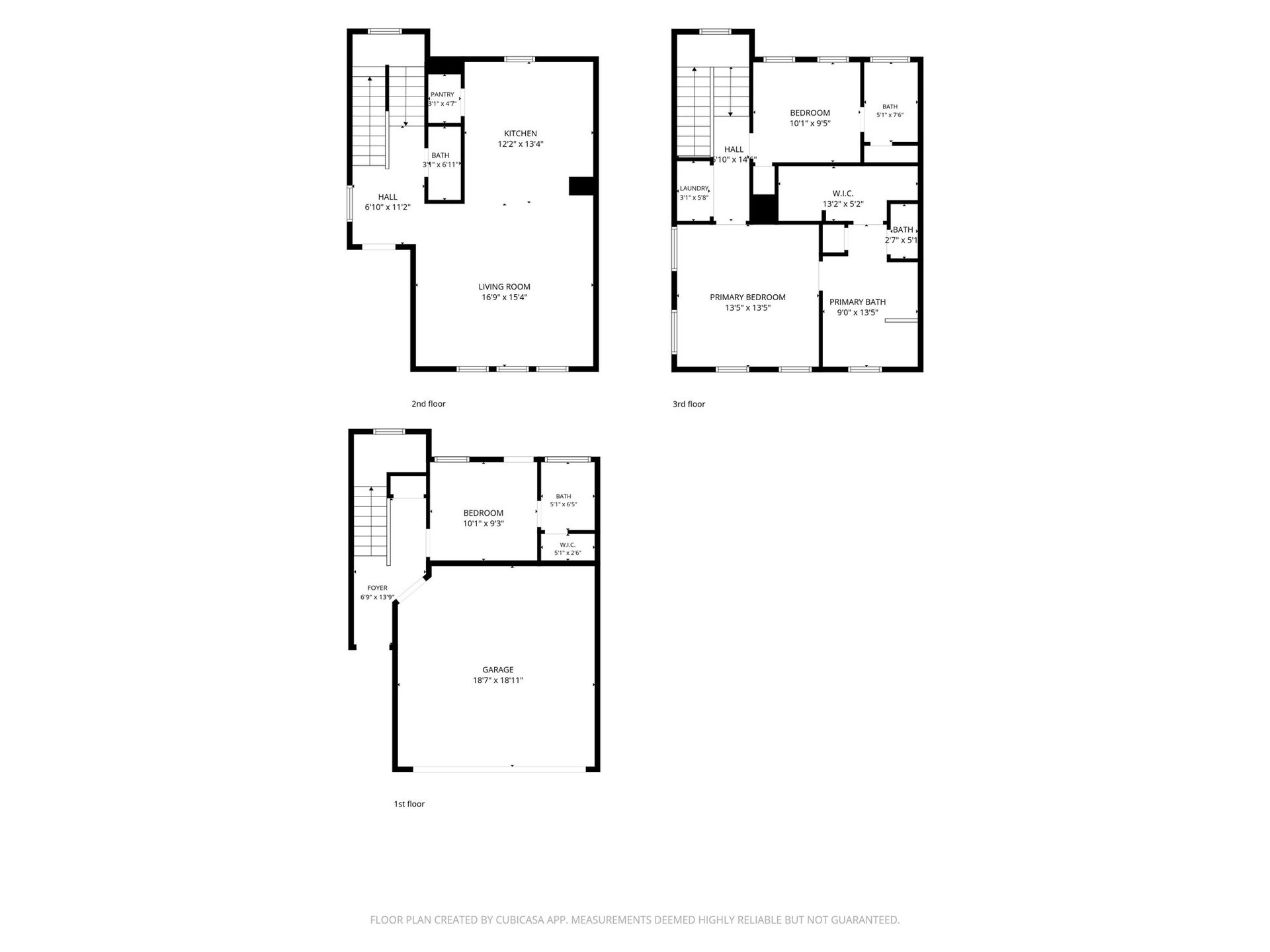 Floor plan - all three floors. Dimensions are approximate.