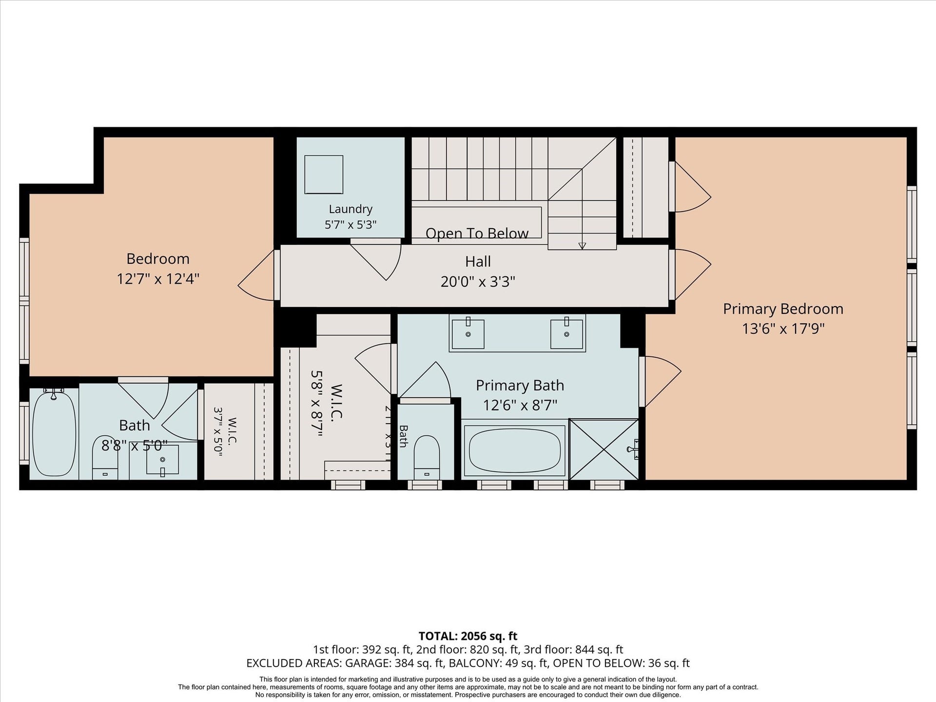 5707 Larkin Street, #B, Houston, TX 77007 Floor plan of the third floor layout