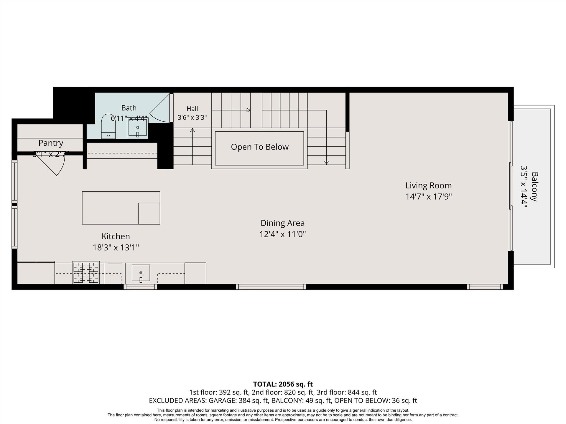 5707 Larkin Street, #B, Houston, TX 77007 Floor plan of the second floor layout