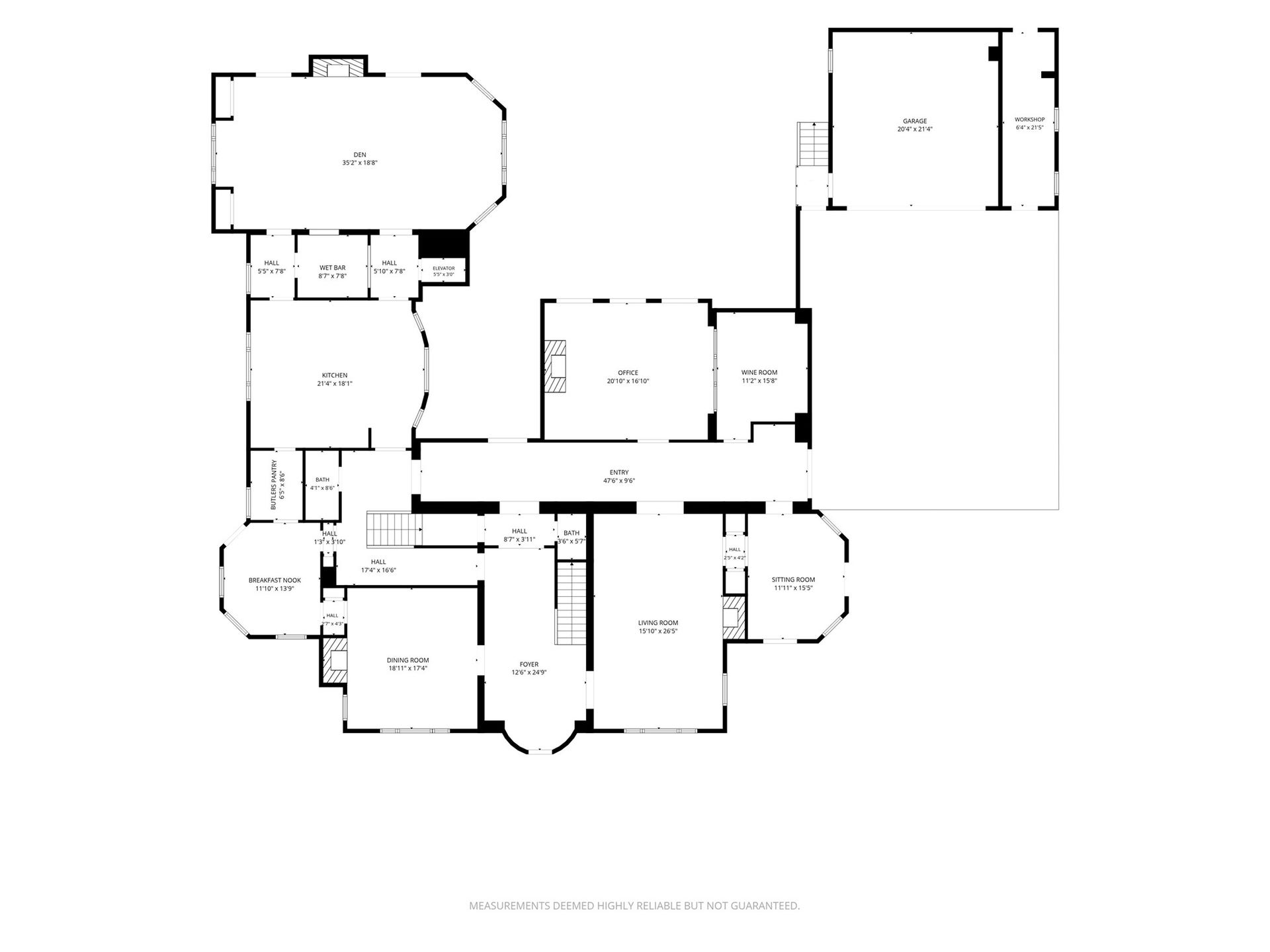 1st Floor floor plan with approximate dimensions