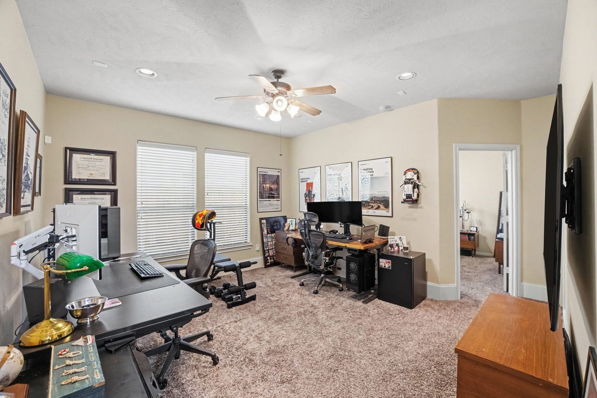Now we are downstairs in another private space! Living/working area, bedroom and full bath