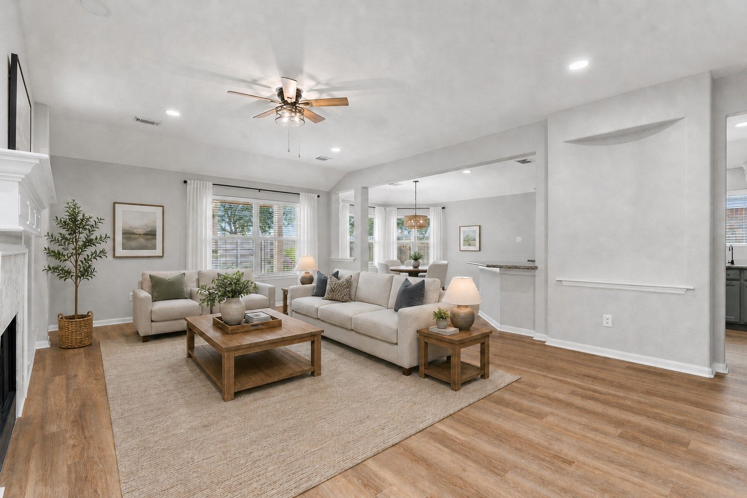 7207 Palmito Ranch Drive, Richmond, TX 77406 Come home to the award-winning community of Long Meadow Farms! This stunning one-story energy-efficient home is tucked away on a private cul-de-sac with lush landscaping and a beautiful covered patio overlooking peaceful trees. Step through the upgraded mahogany front door into a grand entry that welcomes you home. French doors open to a private home office, while the elegant formal dining room is perfect for entertaining. The dramatic family room features soaring ceilings & more! Virtual Stage!
