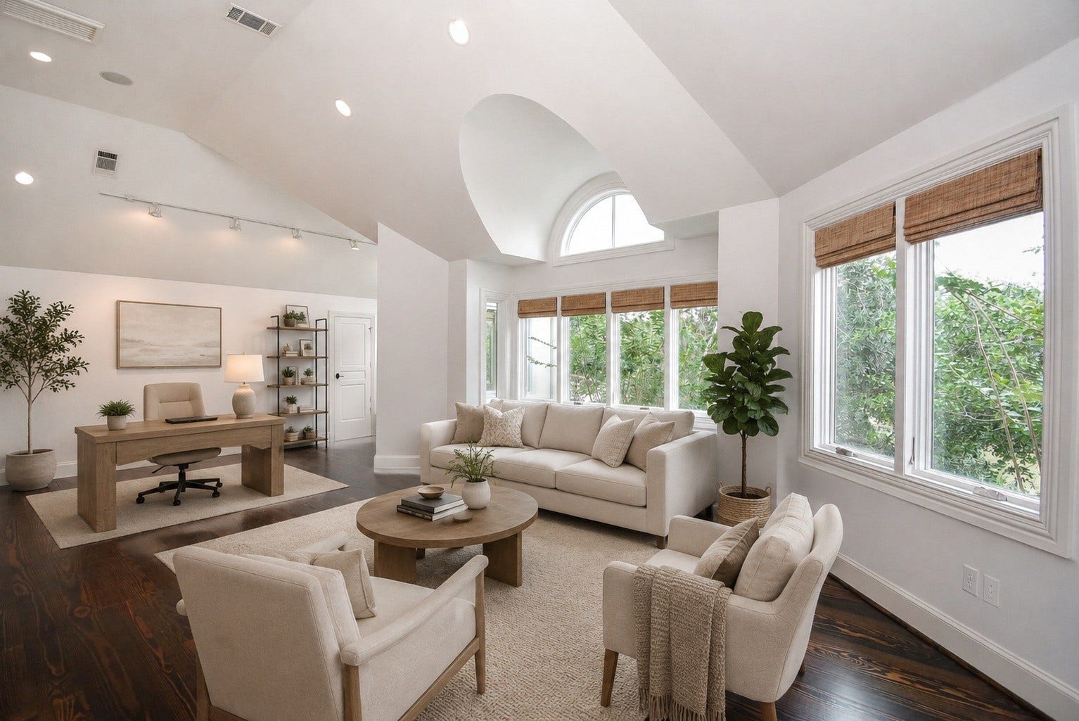 Upstairs living area or 2nd office virtually staged to show the endless possibilies