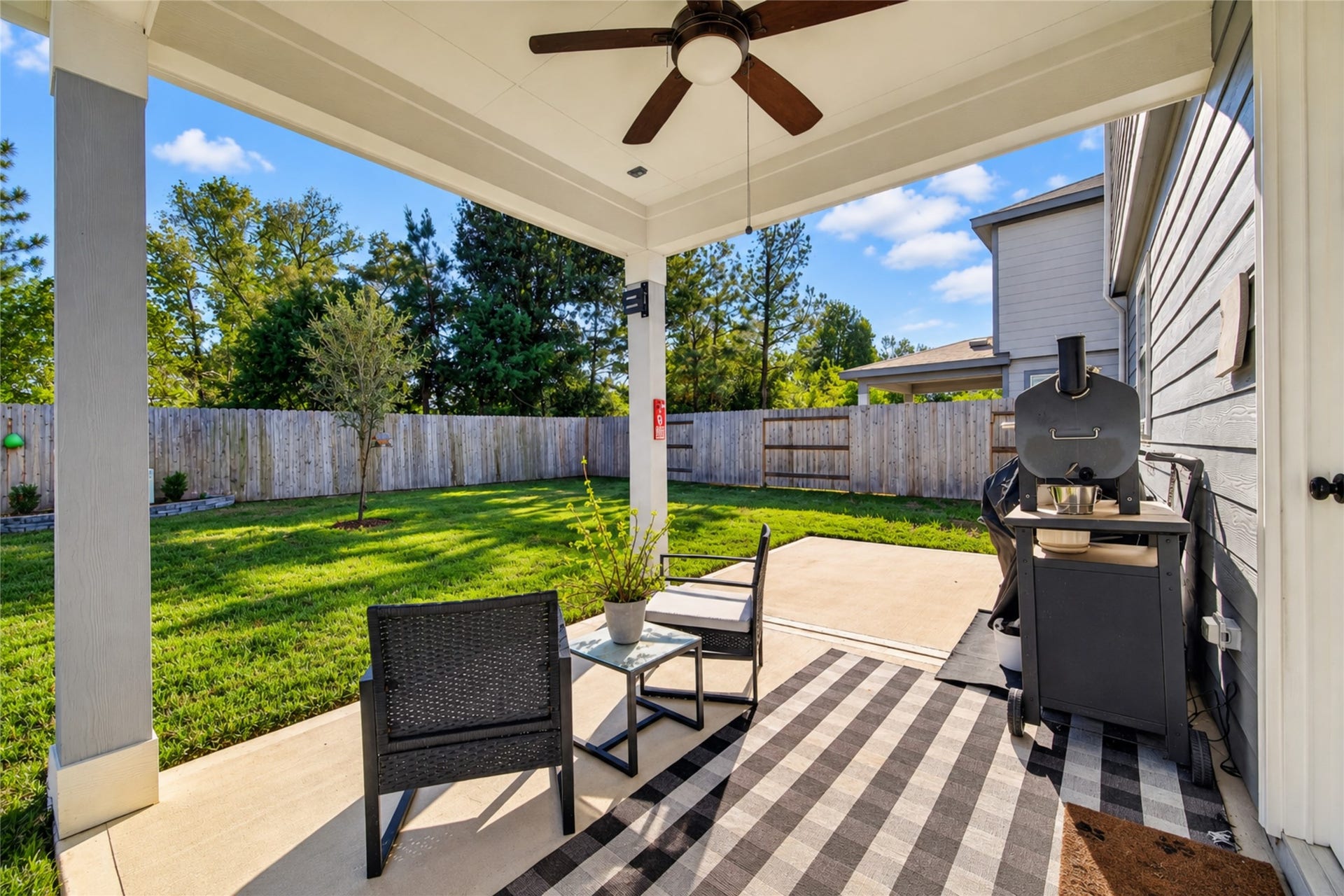 9453 Castillo Court, Magnolia, TX 77354 Imagine enjoying your morning coffee or relaxing after a long day beneath this extended covered patio. With room for outdoor seating and grilling, this inviting space is ready for relaxing evenings and weekend entertaining.