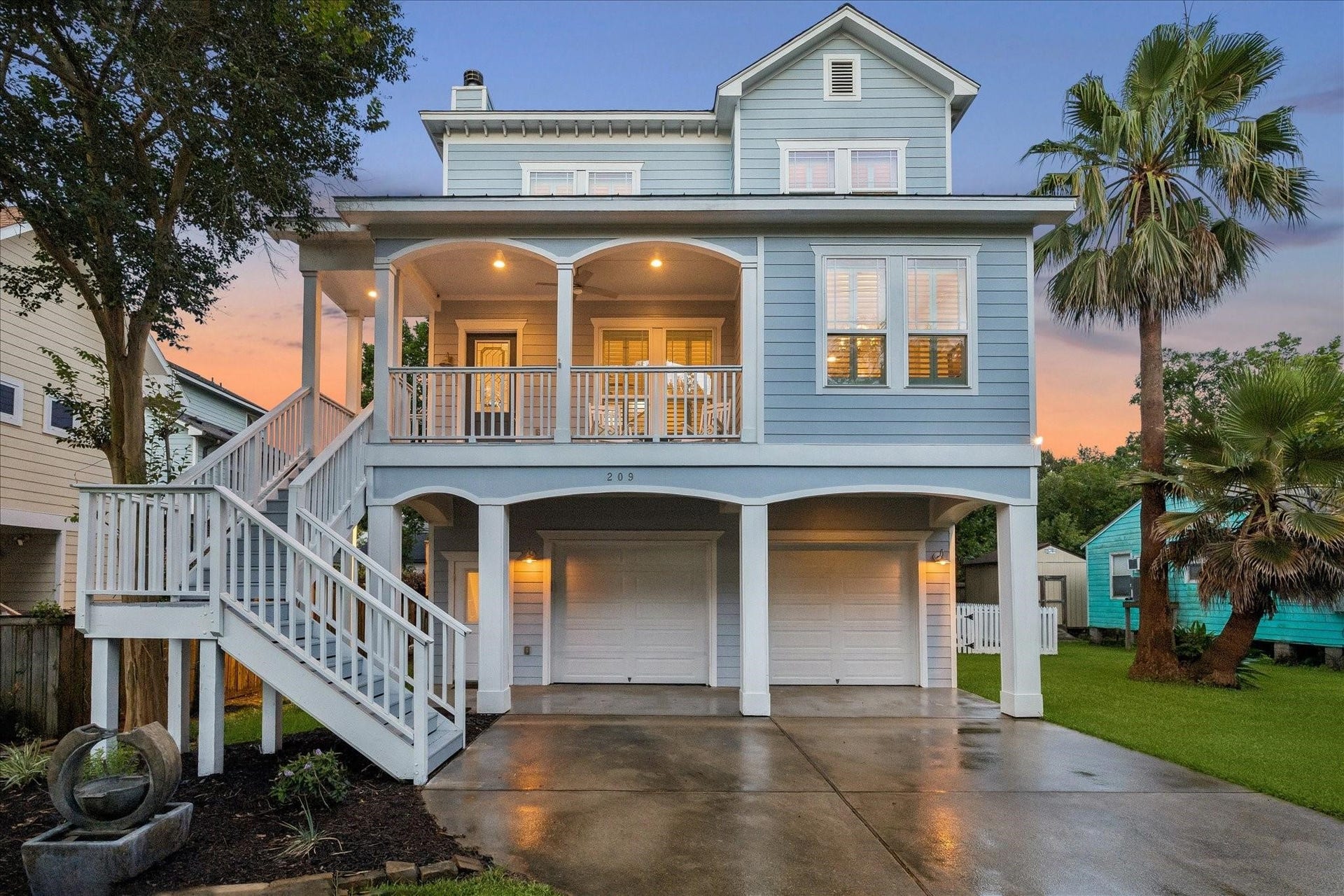 209 Queen Road, Clear Lake Shores, TX 77565 Resting on a 6,000 SF. lot with ample parking, an inviting staircase, covered porch, surrounded by mature trees, it offers a serene setting perfect for a anyone seeking a peaceful retreat.