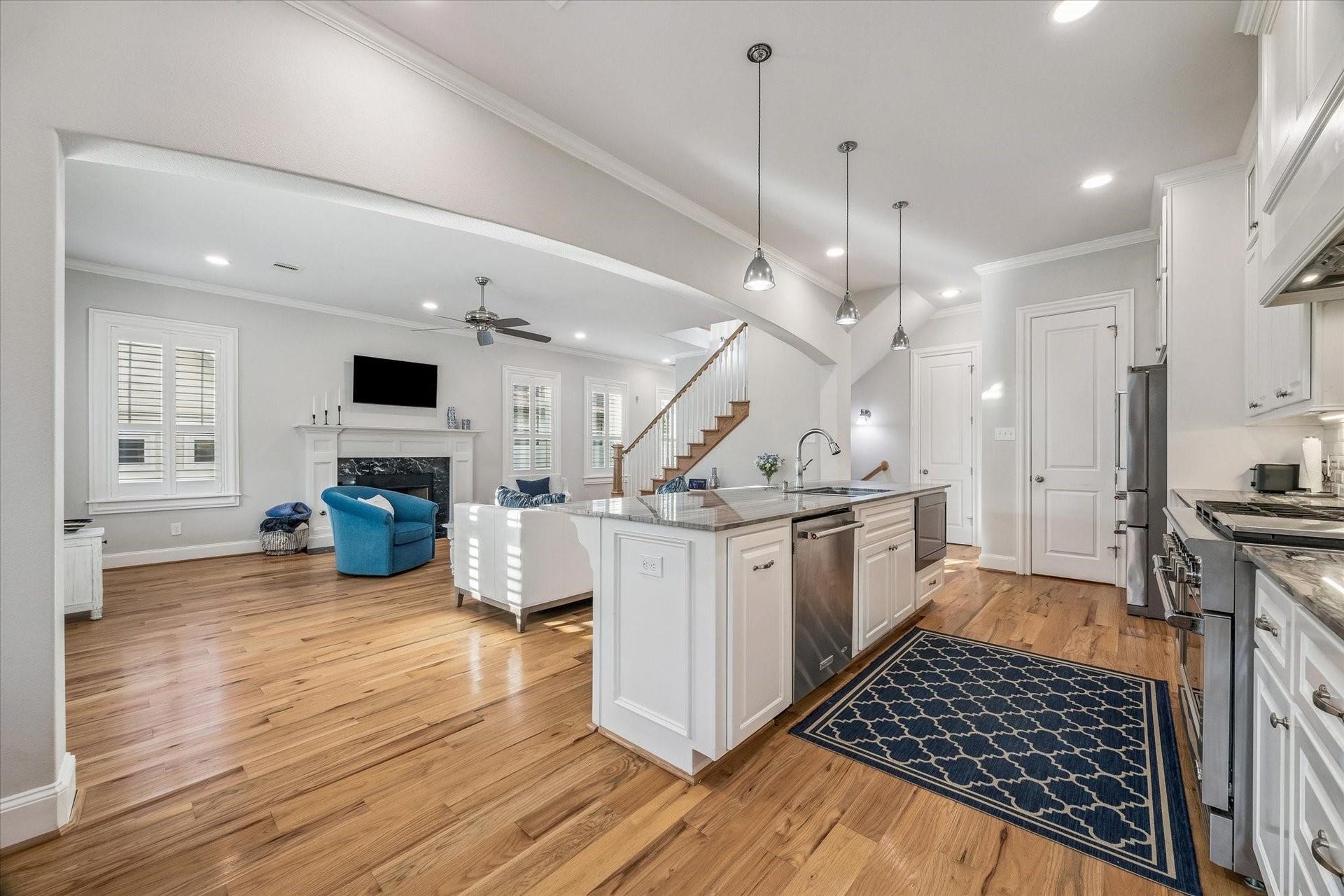 209 Queen Road, Clear Lake Shores, TX 77565 View from the dining area displaying the perfect open floor plan