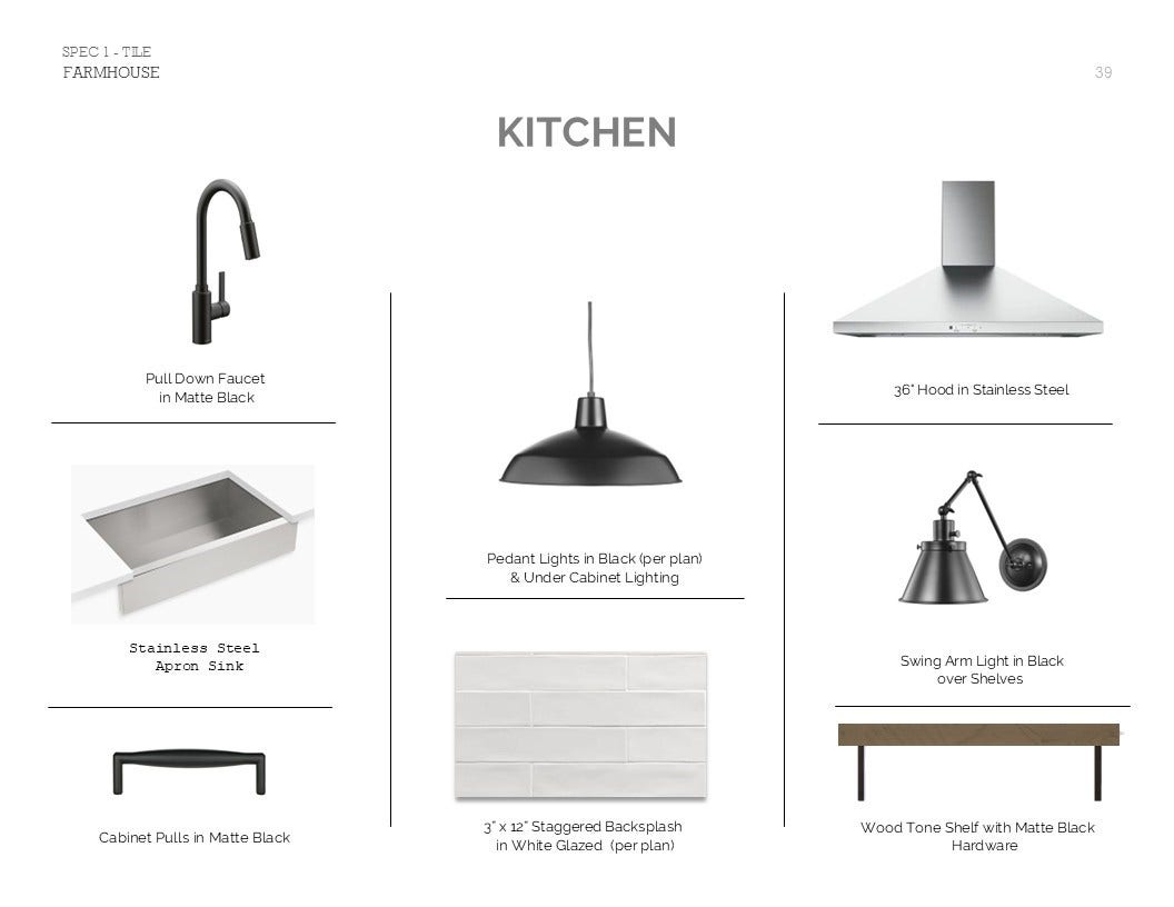 4508 Leon Meadow Lane, Houston, TX 77048 Farmhouse Look Palette 6: Kitchen Selection Sheet (*Artist rendering used for illustration purposes only.)