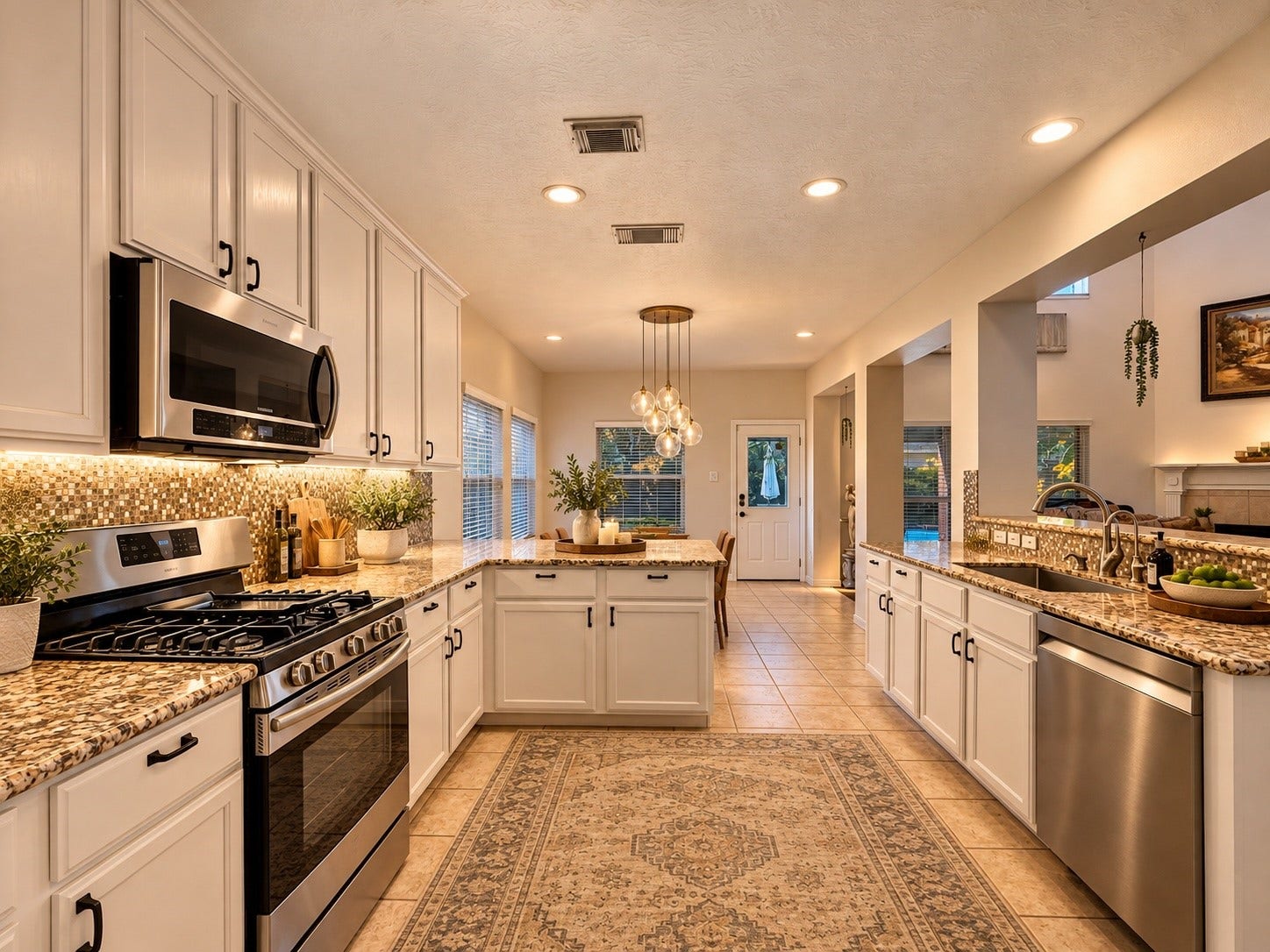 2602 Falcon Knoll Lane, Katy, TX 77494 Gourmet kitchen featuring granite countertops, abundant cabinetry and a bright breakfast area overlooking the backyard oasis. VS