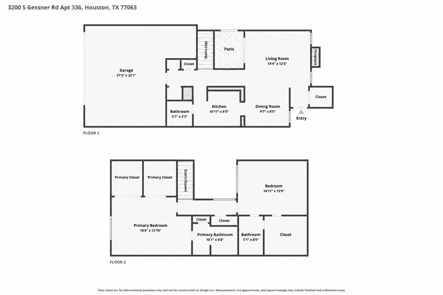 3200 S Gessner Road, #336, Houston, TX 77063 Floor plan