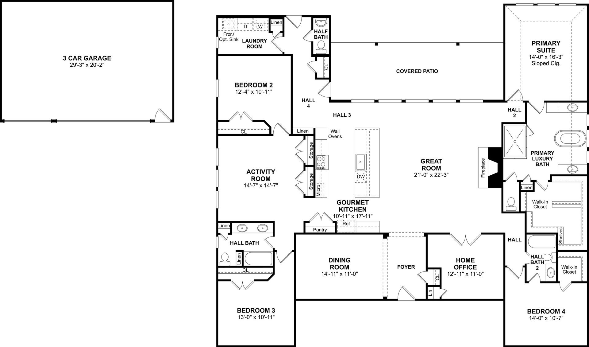 4012 Ranch Home Drive, Waller, TX 77484 The Elin floor plan by K. Hovnanian Homes. 1st Floor shown. *Prices, plans, dimensions, features, specifications, materials, and availability of homes or communities are subject to change without notice or obligation.
