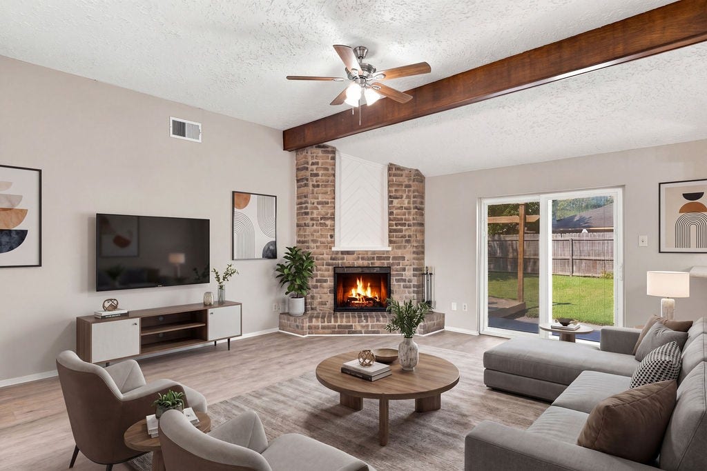 407 Ironbark Drive, Houston, TX 77598 Living room digitally staged