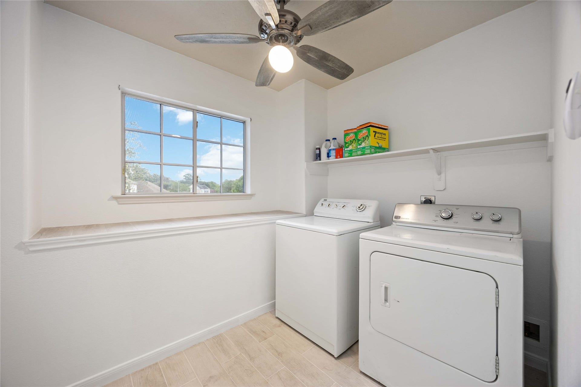 Nice size laundry room upstairs for easy convenience.