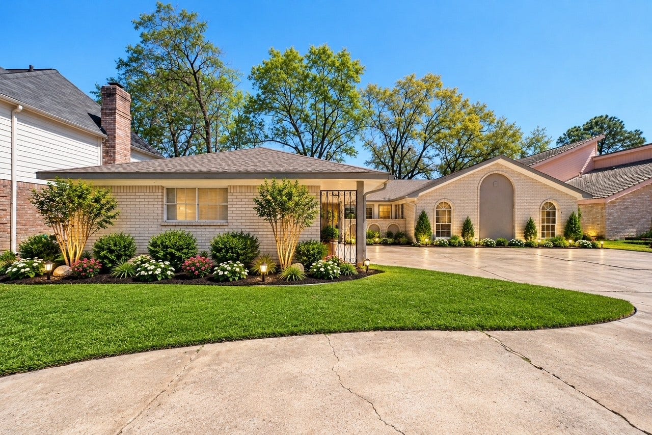 7710 Antoine Drive, Houston, TX 77088 AI generated image home is shown with beautiful landscaping to show its potential