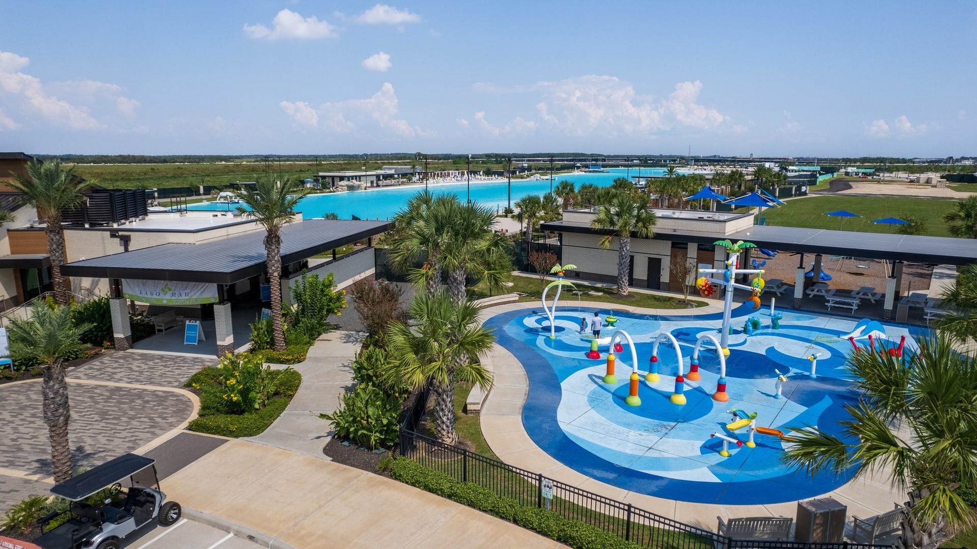 13716 Windward Mist Drive, La Marque, TX 77568 Resort-style splash pad and recreation area designed for year-round fun and enjoyment.